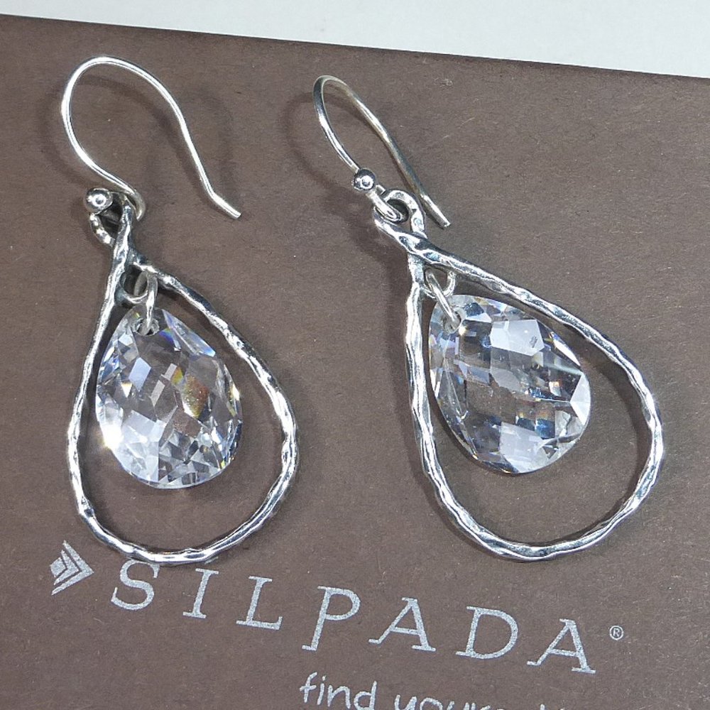 SOLD Silpada W2284 Harbor Lights Sterling Silver Cubic Zirconia Earrings .925 - Picture 3 of 5
